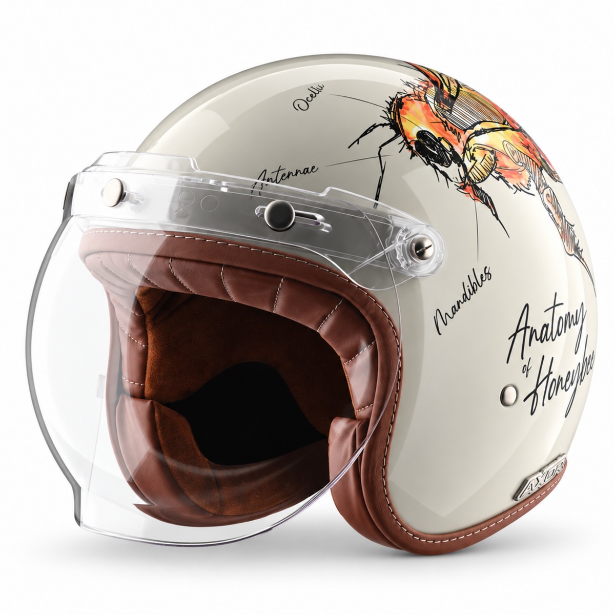 Retro Jet Bee Open Face Helmet - SAND STONE RED