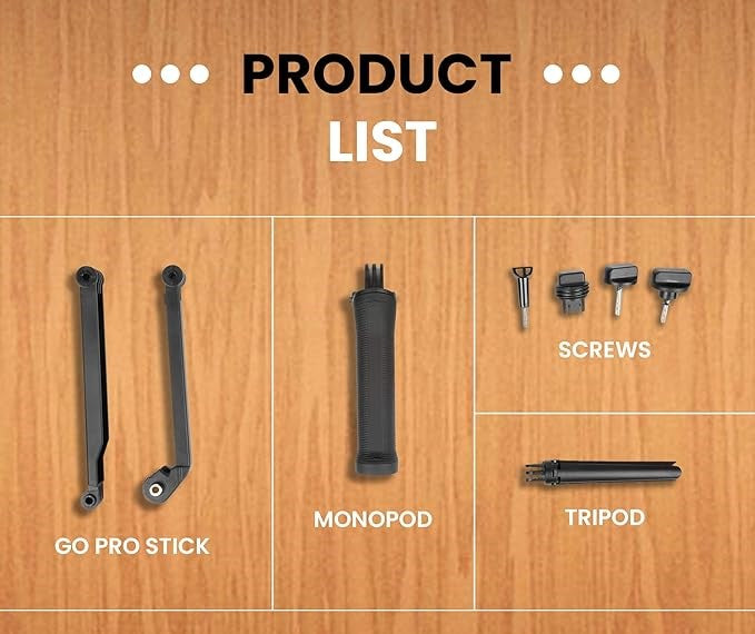 GoPro 3-Way Monopod Grip Arm Tripod Foldable Selfie Stick, Stabilizer Mount Holder for GoPro Hero 9/8/7/6/5, SJCAM SJ6, SJ7, SJ5000, Yi and All Action Cameras
