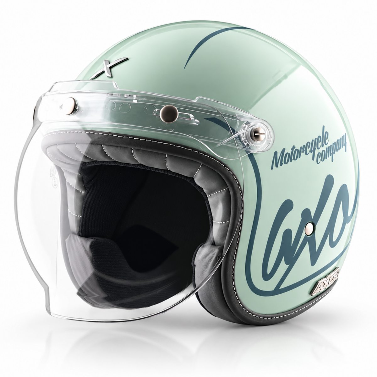Retro Jet Bygone Open Face Helmet - MINT BLUE WHITE