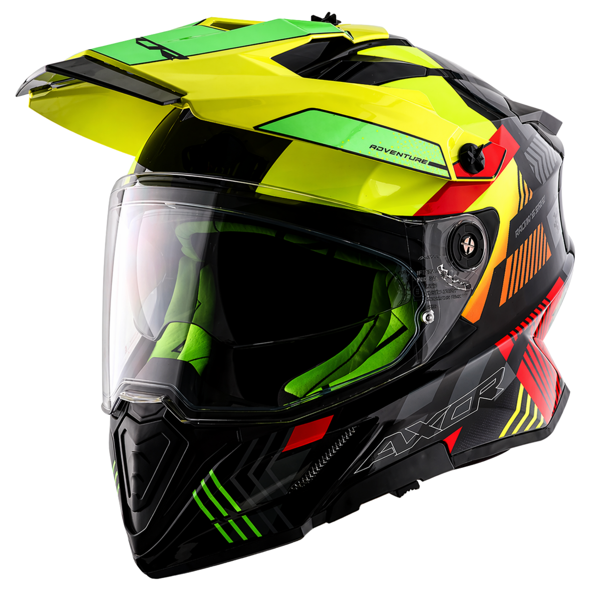 X-Cross Dual Visor Gambling Helmet - Black-Neon Yellow
