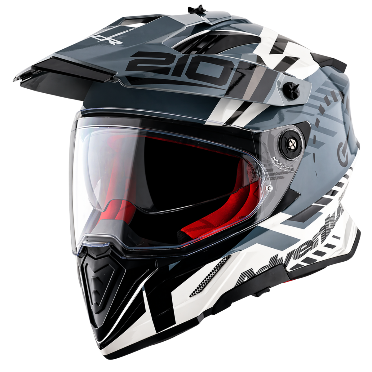 X-Cross Dual Visor Speedometer Helmet - White-Grey
