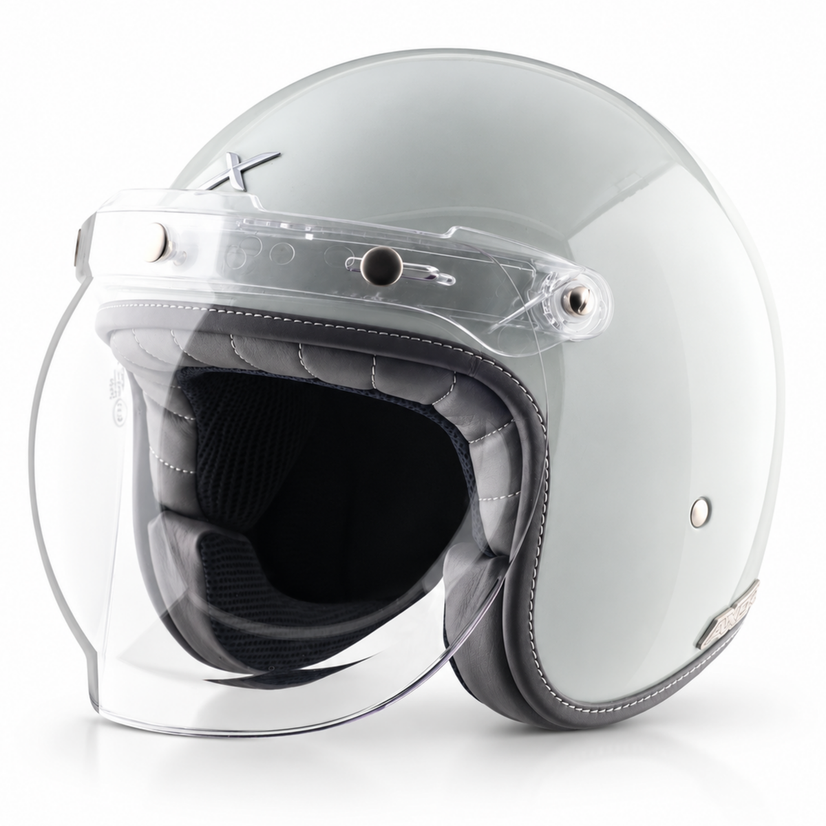 Axor Retro Jet Flyy Open Face Helmet - PEARL WHITE BLUE