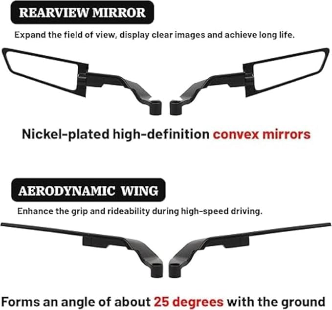 AERO DYNAMIC FLAT MIRROR  FOR NAKED BIKES YOKO FITTING