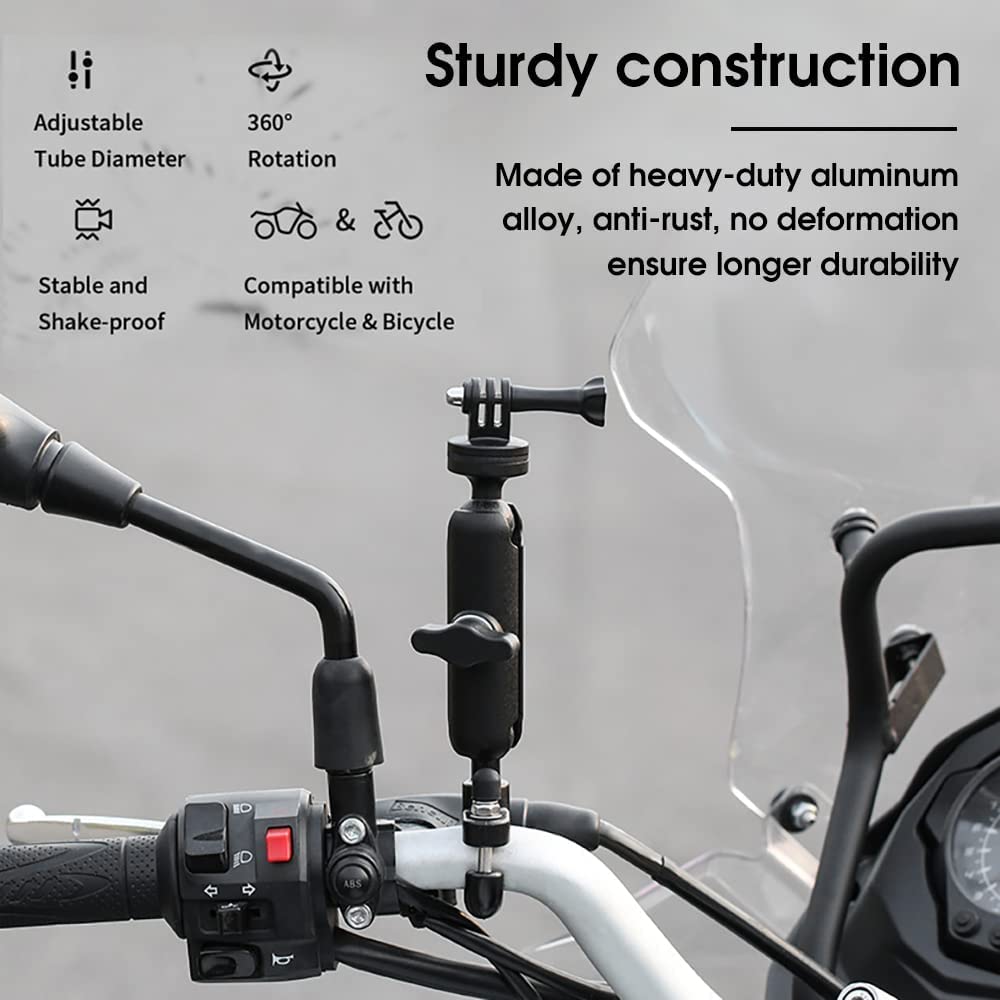 Bike Handlebar GOPRO & INSTA 360 Aluminium Mount Alloy Universal Mount with Two 360° rotational Angle 1/4 Metal Stand for All Action Camera
