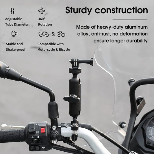 Bike Handlebar GOPRO & INSTA 360 Aluminium Mount Alloy Universal Mount with Two 360° rotational Angle 1/4 Metal Stand for All Action Camera