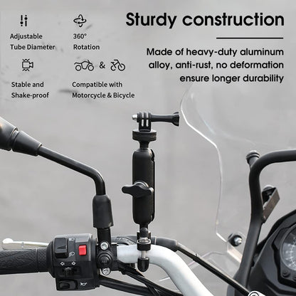 Bike Handlebar GOPRO & INSTA 360 Aluminium Mount Alloy Universal Mount with Two 360° rotational Angle 1/4 Metal Stand for All Action Camera