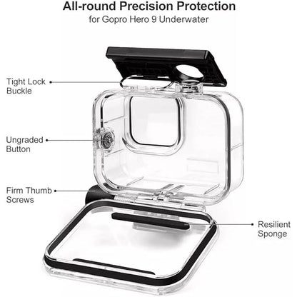 GoPro Waterproof Case Compatible with GoPro HERO9/10/11&12 Black, 60M/196FT Underwater Protective Diving Case