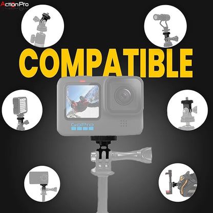 Action Pro 1/4 Thread ABS Tripod Mount with Stainless Steel Nut Adapter Compatible with GoPro-12/11/10/9/8/7/6/5/4/3+/3/Insta-360/DJI Osmo Pocket/SJCAM/Xiaomi/YI and Other Action Cameras