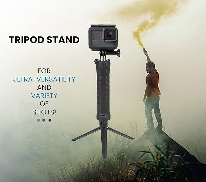 GoPro 3-Way Monopod Grip Arm Tripod Foldable Selfie Stick, Stabilizer Mount Holder for GoPro Hero 9/8/7/6/5, SJCAM SJ6, SJ7, SJ5000, Yi and All Action Cameras