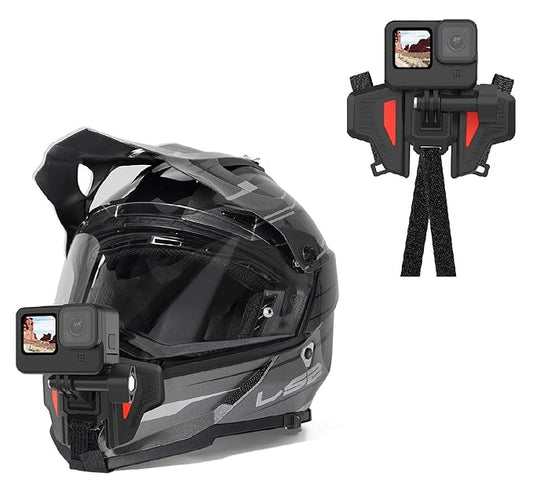 OFFROADING HELMET Chin Strap Mount for Hero 12/11/10/9/8/7/6/5, SJCAM, Insta 360°, DJI Osmo Action 3 & 4 - Adjustable - Secure Camera Mounting for Riders