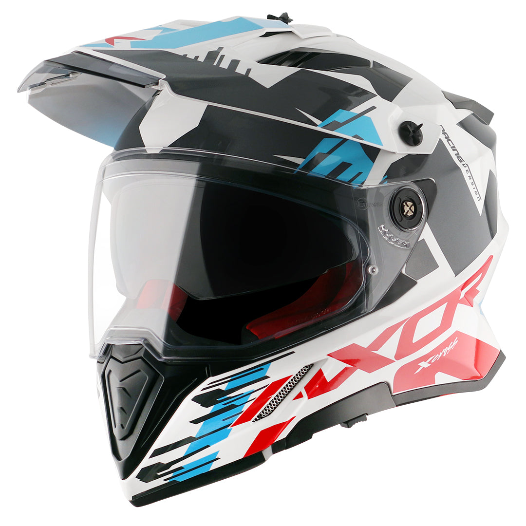 X-Cross X1 Dual Visor Helmet - White-Red