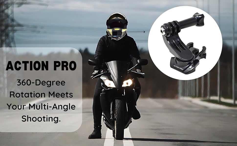 J-HOOK 360 Degree Rotatable J-Hook Buckle Base Vertical Surface Mount Adapter Compatible with Gopro-12/11/10/9/8/7/6/5/4/3+/3/DJI INSTA-360/Yi/SJCAM & Other Action Camera