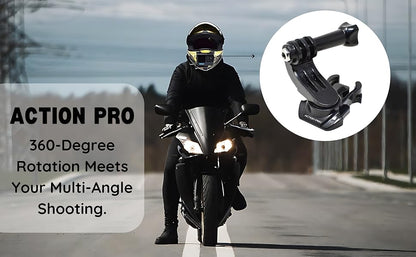 J-HOOK 360 Degree Rotatable J-Hook Buckle Base Vertical Surface Mount Adapter Compatible with Gopro-12/11/10/9/8/7/6/5/4/3+/3/DJI INSTA-360/Yi/SJCAM & Other Action Camera