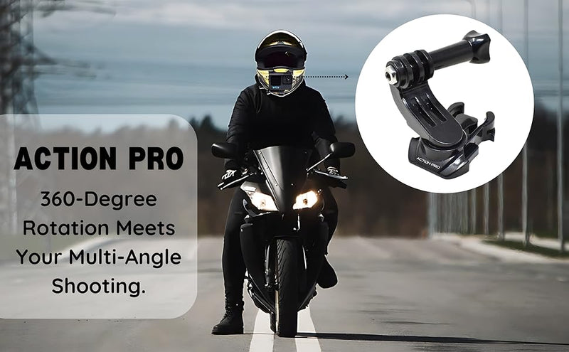 J-HOOK 360 Degree Rotatable J-Hook Buckle Base Vertical Surface Mount Adapter Compatible with Gopro-12/11/10/9/8/7/6/5/4/3+/3/DJI INSTA-360/Yi/SJCAM & Other Action Camera