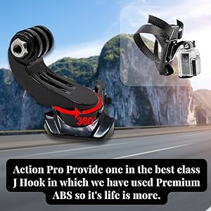 J-HOOK 360 Degree Rotatable J-Hook Buckle Base Vertical Surface Mount Adapter Compatible with Gopro-12/11/10/9/8/7/6/5/4/3+/3/DJI INSTA-360/Yi/SJCAM & Other Action Camera