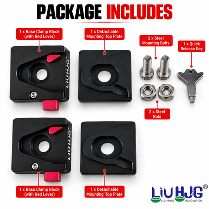 LIU HJG® Original CNC Aluminum Detachable Quick-Release Clamp Mount Set with Anti-Theft Lock Key for Motorcycle LED Fog Lights ( pack of 2 )